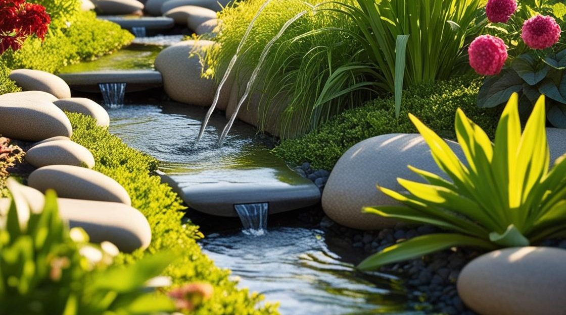 rainwater, plant, levels, blooming plants, grasses, flowing water