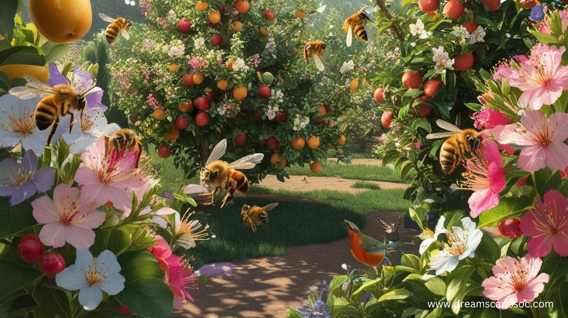 wildlife butterflies birds bees fruit trees pathway landscape